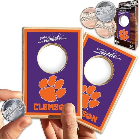 Pocket Tabletop Cornhole Game Set | Officially Licensed College Mini Football Cornhole Board Game | Includes Coins in Saudi Arabia