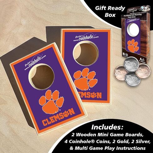 Pocket Tabletop Cornhole Game Set | Officially Licensed College Mini Football Cornhole Board Game | Includes Coins in Saudi Arabia