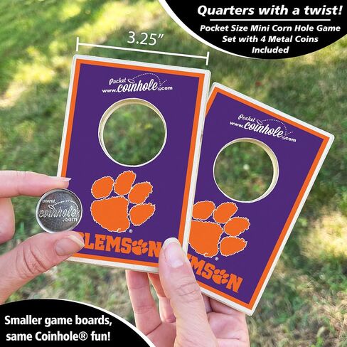 Pocket Tabletop Cornhole Game Set | Officially Licensed College Mini Football Cornhole Board Game | Includes Coins in Saudi Arabia