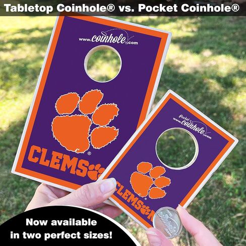 Pocket Tabletop Cornhole Game Set | Officially Licensed College Mini Football Cornhole Board Game | Includes Coins in Saudi Arabia