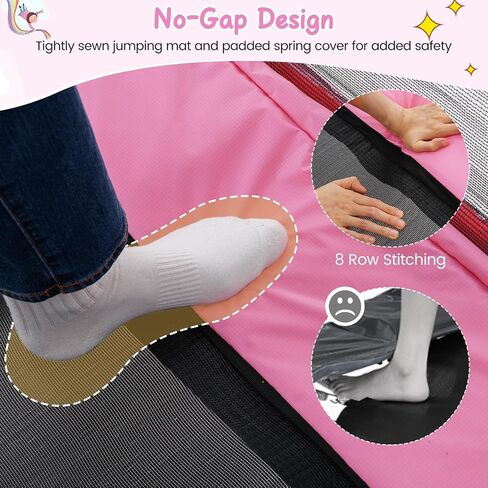 Goplus 6 x 4 FT Rectangle Trampoline for Kids, Indoor Outdoor Toddler Trampoline with Swing, Gymnastics Bar & Safety Enclosure Net, ASTM Approved Gift for Children Boys Girls in Saudi Arabia
