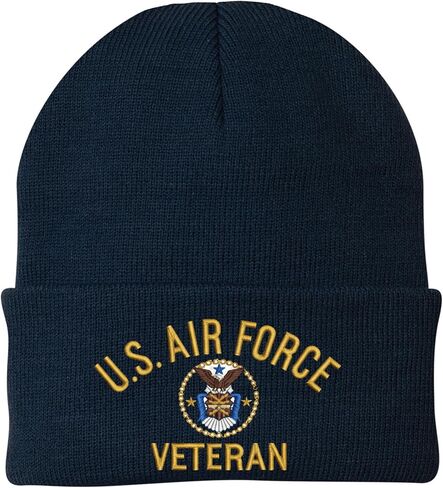 Air Force Veteran Embroidered Beanie | USAF Military Army Skull Cap Acrylic Vet Warm Winter Watch Hat in Saudi Arabia