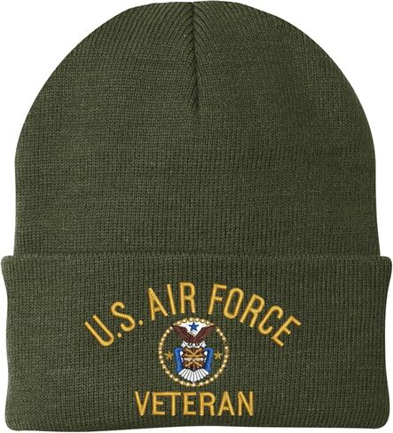Air Force Veteran Embroidered Beanie | USAF Military Army Skull Cap Acrylic Vet Warm Winter Watch Hat in Saudi Arabia