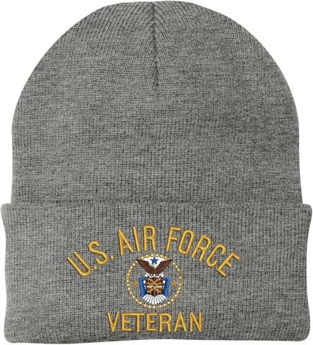 Air Force Veteran Embroidered Beanie | USAF Military Army Skull Cap Acrylic Vet Warm Winter Watch Hat in Saudi Arabia