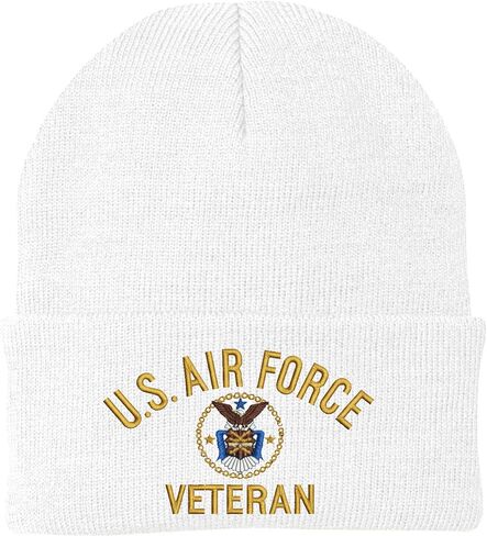 Air Force Veteran Embroidered Beanie | USAF Military Army Skull Cap Acrylic Vet Warm Winter Watch Hat in Saudi Arabia