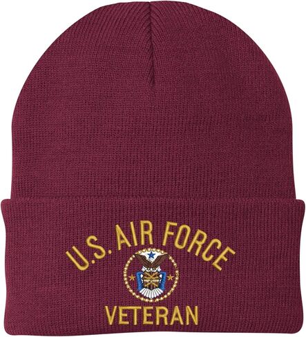 Air Force Veteran Embroidered Beanie | USAF Military Army Skull Cap Acrylic Vet Warm Winter Watch Hat in Saudi Arabia