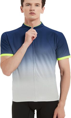 Men's Short Sleeves Cycling Jersey Slim-Fit Bike Shirt Breathable Fabric in Saudi Arabia