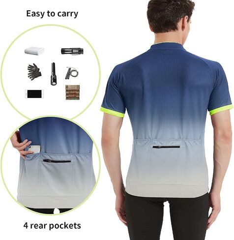 Men's Short Sleeves Cycling Jersey Slim-Fit Bike Shirt Breathable Fabric in Saudi Arabia