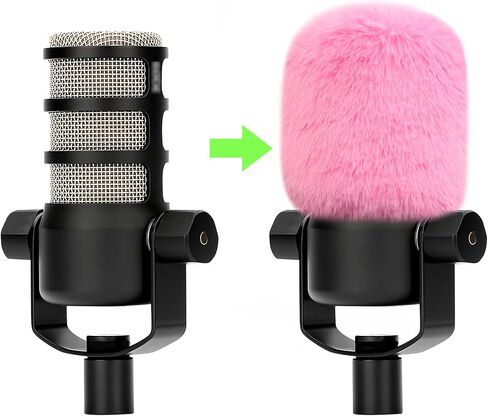 LEFXMOPHY PodMic Windscreen for Rode PodMic Microphone Replacement Pop filter, Pale Pink Furry Wind Muff Deadcat Cover in Saudi Arabia