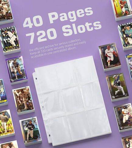 حافظة بطاقات كرة القدم 720 جيبًا، متوافقة مع بانيني، بطاقة Topps التجارية، ألبوم بطاقات رياضية، 3 حلقات معدنية، سحاب، أكمام شفافة، غطاء من البولي يوريثان، أسود in Saudi Arabia