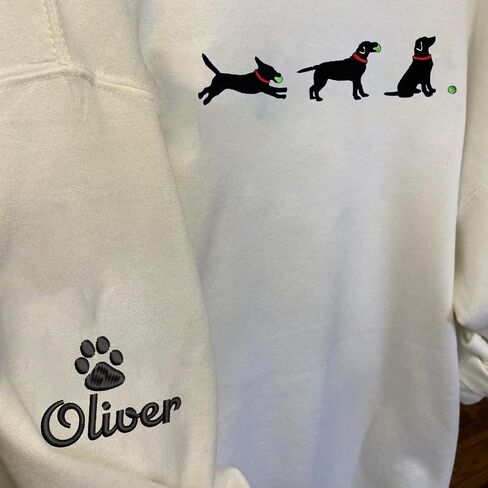 NAZENTI Lab with Ball Sweatshirt, Custom Embroidered Lab Sweatshirt with Dog Name on Sleeve, Crewneck Sweatshirt, Lab Gifts, Lab Sweater for Women, Lab Mom Shirt in Saudi Arabia