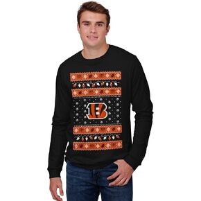 FOCO Men's NFL Team Logo Holiday Lights Sweater Long Sleeve T-Shirt in Saudi Arabia