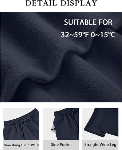 Women's Wide Leg Sweatpants Fleece Lined Baggy Sweat Pants Lounge Fashion Clothing Athletic Joggers with Pockets in Saudi Arabia
