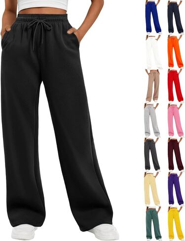 Women's Wide Leg Sweatpants Fleece Lined Baggy Sweat Pants Lounge Fashion Clothing Athletic Joggers with Pockets in Saudi Arabia