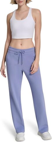 DKNY Womens Metallic Bubble Logo Wide Leg Fleece Sweatpants with Pockets in Saudi Arabia