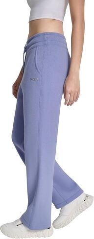 DKNY Womens Metallic Bubble Logo Wide Leg Fleece Sweatpants with Pockets in Saudi Arabia