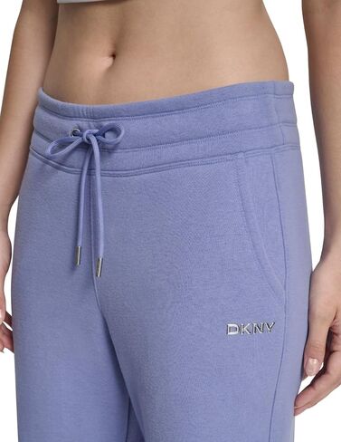 DKNY Womens Metallic Bubble Logo Wide Leg Fleece Sweatpants with Pockets in Saudi Arabia