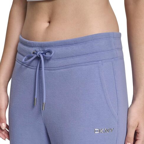 DKNY Womens Metallic Bubble Logo Wide Leg Fleece Sweatpants with Pockets in Saudi Arabia