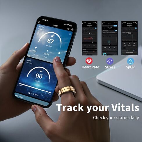 حلقة ذكية جديدة للنساء والرجال، متتبع اللياقة البدنية مع مراقب معدل ضربات القلب، متتبع النوم، أكثر من 100 وضع رياضي، عداد الخطوات، IP68 مقاوم للماء، بدون رسوم اشتراك لنظام iOS/Android (فضي، 13) in Kuwait