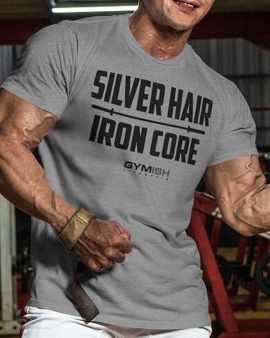 D R DETROIT REBELS Silver Hair, Iron Core Men's Weightlifting T-Shirt for Gym Workout in Saudi Arabia