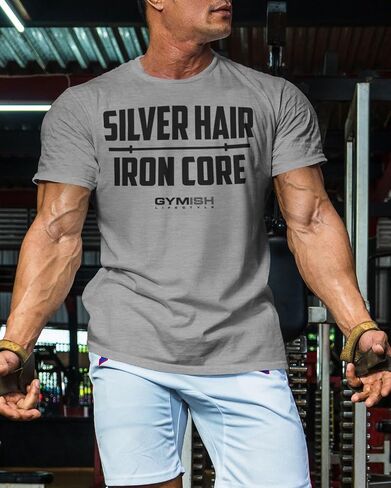 D R DETROIT REBELS Silver Hair, Iron Core Men's Weightlifting T-Shirt for Gym Workout in Saudi Arabia
