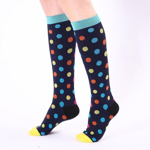 Compression Socks for Women Polka Dot Knee High Stockings for Running Sports Travel Long Flights in Saudi Arabia
