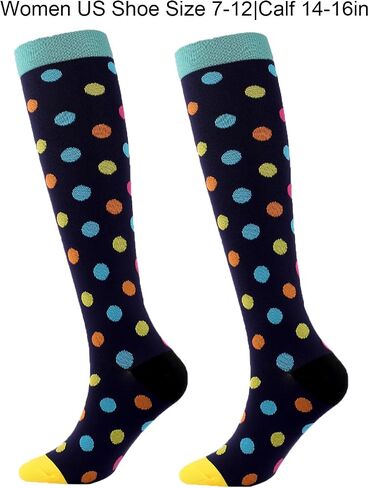 Compression Socks for Women Polka Dot Knee High Stockings for Running Sports Travel Long Flights in Saudi Arabia