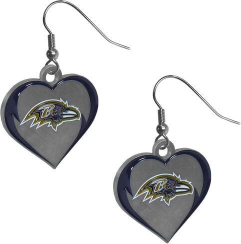 Siskiyou Sports NFL Baltimore Ravens Heart Dangle Earrings, Team Colors,One Size in Saudi Arabia