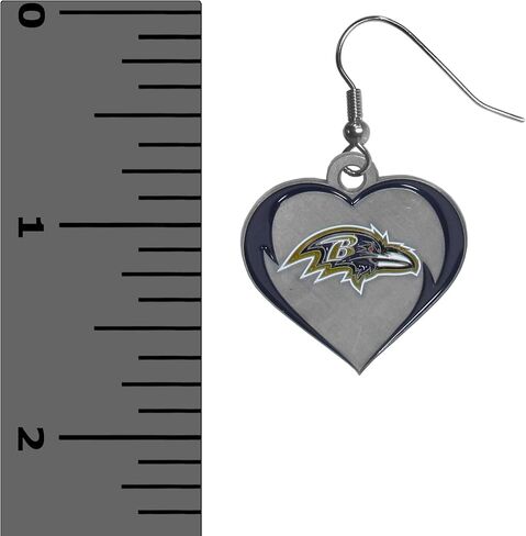 Siskiyou Sports NFL Baltimore Ravens Heart Dangle Earrings, Team Colors,One Size in Saudi Arabia