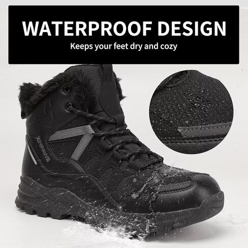 Men's Winter Snow Boots Waterproof Warm Hiking Shoes Non-Slip Lightweight Outdoor Breathable Comfortable Trekking Footwear in Saudi Arabia
