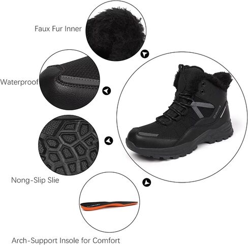 Men's Winter Snow Boots Waterproof Warm Hiking Shoes Non-Slip Lightweight Outdoor Breathable Comfortable Trekking Footwear in Saudi Arabia