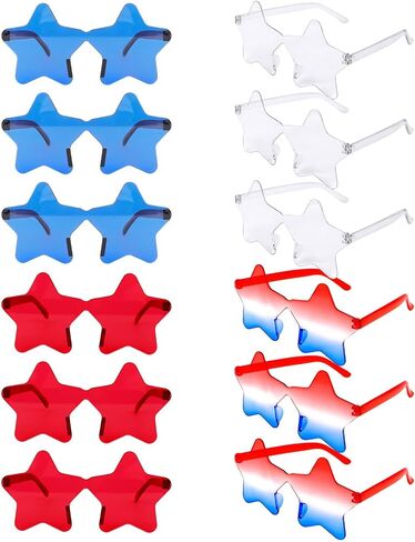12 Pairs Star Sunglasses Bulk 4th of July Star Glasses Rimless Patriotic Fourth of July Star Shaped Party Sunglasses in Saudi Arabia