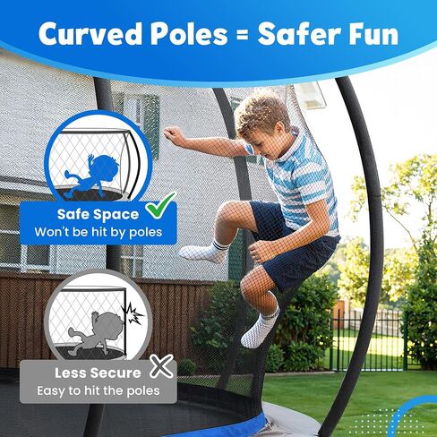 Seray 10FT 12FT 14FT Recreational Trampoline with Enclosure Net and Ladder and Anti-Rust Coating, ASTM Approved Trampoline Outdoor for Kids and Adults Outdoor Yard Trampolines in Kuwait