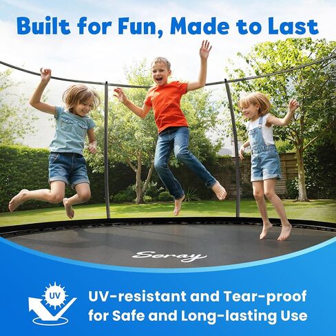 Seray 10FT 12FT 14FT Recreational Trampoline with Enclosure Net and Ladder and Anti-Rust Coating, ASTM Approved Trampoline Outdoor for Kids and Adults Outdoor Yard Trampolines in Kuwait