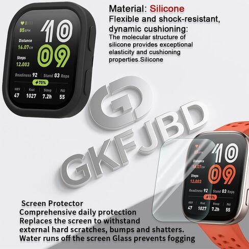 متوافق مع مجموعة واقي الشاشة والحافظة Amazfit Bip 6، طبقة واقية ناعمة من مادة TPU عالية الدقة، 【ليست زجاجية】 وحافظات غطاء سيليكون مقاومة للصدمات | مضاد للخدش، رفيع للغاية (عبوة من 4+2) in Kuwait