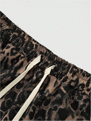 GORGLITTER Men's Cheetah Print Baggy Sweatpants Striped Leopard Loose Wide Leg Track Pants Streetwear in Saudi Arabia