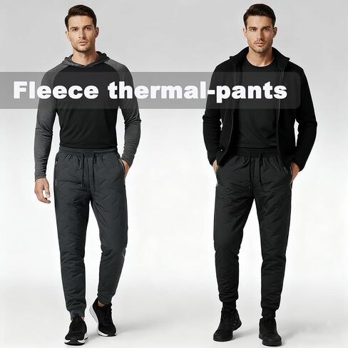 Thermal-Pants Unisex, Fleece-Lined Waterproof Pants with Zipper Pockets, Straight Leg and Jogger Pants in Saudi Arabia