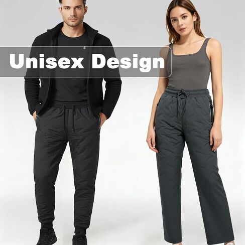 Thermal-Pants Unisex, Fleece-Lined Waterproof Pants with Zipper Pockets, Straight Leg and Jogger Pants in Saudi Arabia
