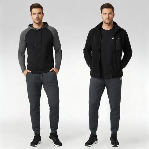 Thermal-Pants Unisex, Fleece-Lined Waterproof Pants with Zipper Pockets, Straight Leg and Jogger Pants in Saudi Arabia