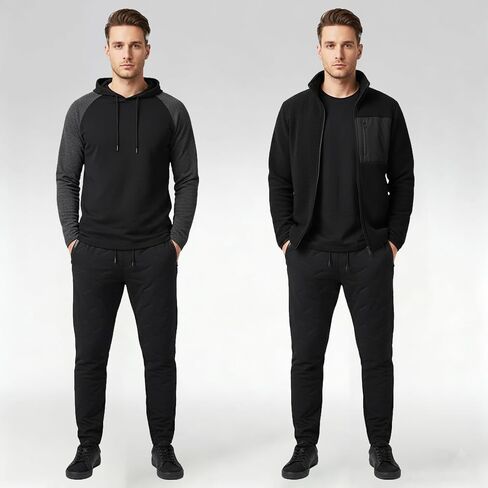 Thermal-Pants Unisex, Fleece-Lined Waterproof Pants with Zipper Pockets, Straight Leg and Jogger Pants in Saudi Arabia