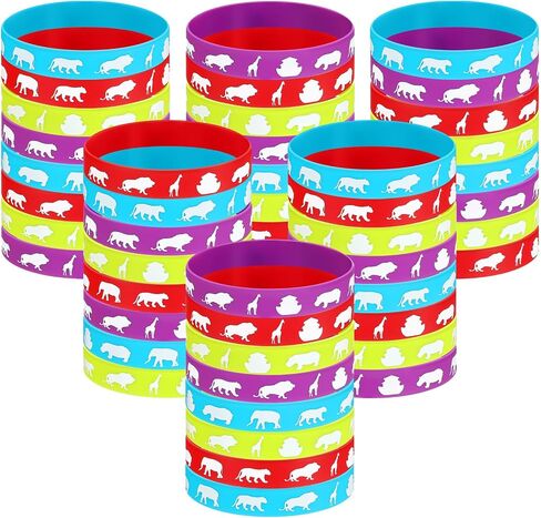 Tondiamo 48 Pcs Noah's Ark Rubber Bracelets Bulk Christian Rubber Wristbands Cute Noahs Ark Craft Religion Bible Bracelets for Adults Birthday, 4 Design in Saudi Arabia