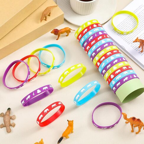 Tondiamo 48 Pcs Noah's Ark Rubber Bracelets Bulk Christian Rubber Wristbands Cute Noahs Ark Craft Religion Bible Bracelets for Adults Birthday, 4 Design in Saudi Arabia