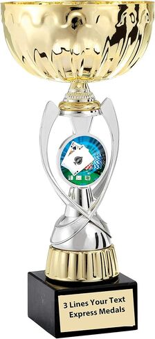Express Medals Gold - Silver Blackjack 21 Metal Trophy Plastic Stem Cup Marble Base and Personalized Engraved Plate in Saudi Arabia