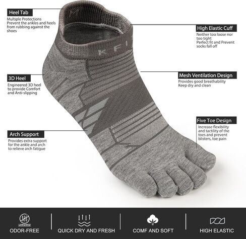جوارب Kfit للرجال والنساء COOLMAX رياضية للجري بخمسة أصابع جوارب ضغط للكاحل قابلة للتنفس خفيفة الوزن 3 أزواج in Saudi Arabia