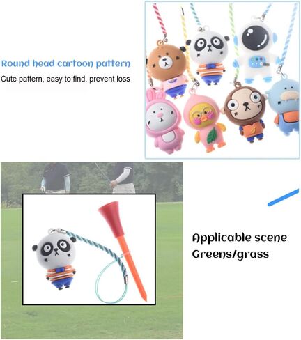 Golf Tee Ring, 6Pcs Plastic Rubber Material Cartoon Golf Tee Ring Anti Lost Easy Carry with Strap Golf Tee Holder for Golf Tee Hanger (Blue + Gray) Anti Lost Golf Tee in Saudi Arabia