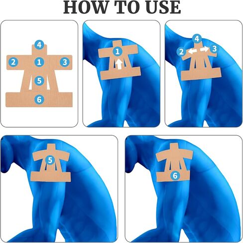 15 Pcs Precut Kinesiology Tape for Shoulder，Shoulder Tape for Shoulder Pain Relief Pre Cut，Waterproof, Breathable, Hypoallergenic Athletic Tape for Support and Protection(Rice-White) in Saudi Arabia