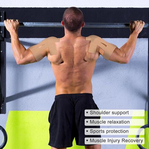 15 Pcs Precut Kinesiology Tape for Shoulder，Shoulder Tape for Shoulder Pain Relief Pre Cut，Waterproof, Breathable, Hypoallergenic Athletic Tape for Support and Protection(Rice-White) in Saudi Arabia