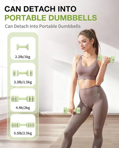 Adjustable Kettlebell Set with Wrist Straps, 4-in-1 Free Weight Adjustable Dumbbells Set for Women 9 Weights from 0.55LB to 12.1 LB, Hand Weight Dumbbell Set of 2 for Home Outdoor Gym Fitness Training in Saudi Arabia