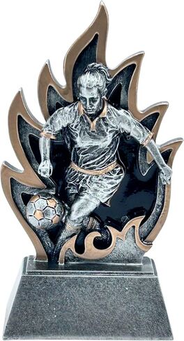 Express Medals Engraved or Blank, Pack of 12, 6.5 Inch Flame Female Soccer Trophies in Saudi Arabia