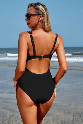 Women's Square Neck Swimsuit Ruffled Edge One-Piece Swimwear in Saudi Arabia